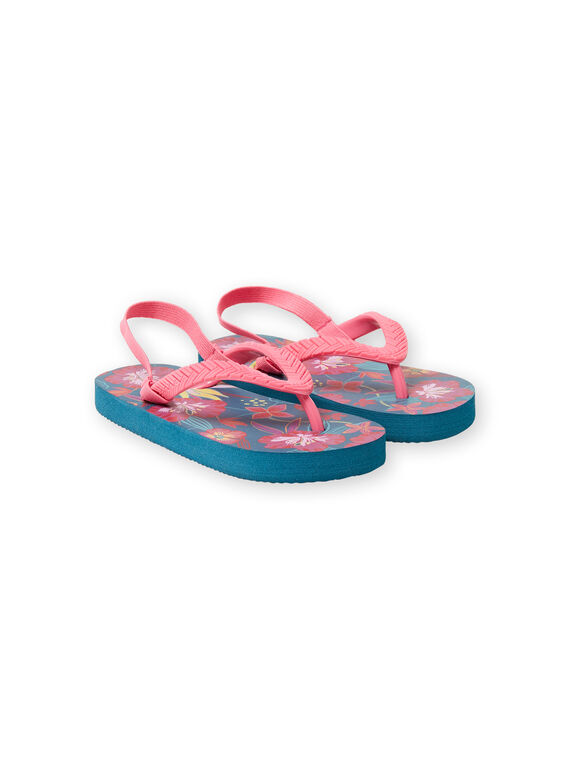 Chanclas de color azul pato con estampado floral para niña LFTONGHAWAI / 21KK3561D01070