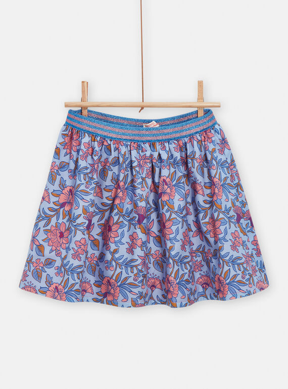 Falda azul lavanda reversible con estampado floral para niña VADAJUP2 / 24W90122JUPC208