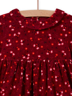 Vestido de color borgoña con cuello avolantado y lunares de colores para bebé niña MIFUNROB3 / 21WG09M2ROB504