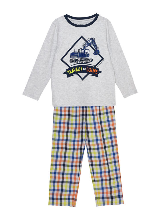Pijama de punto y parte de abajo de popelina de cuadros para niño JEGOPYJTRA / 20SH1223PYJJ920