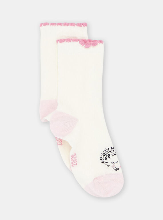 Calcetines de color crudo con estampado de erizo para bebé niña SYIVERSOQ / 23WI09B5SOQ001