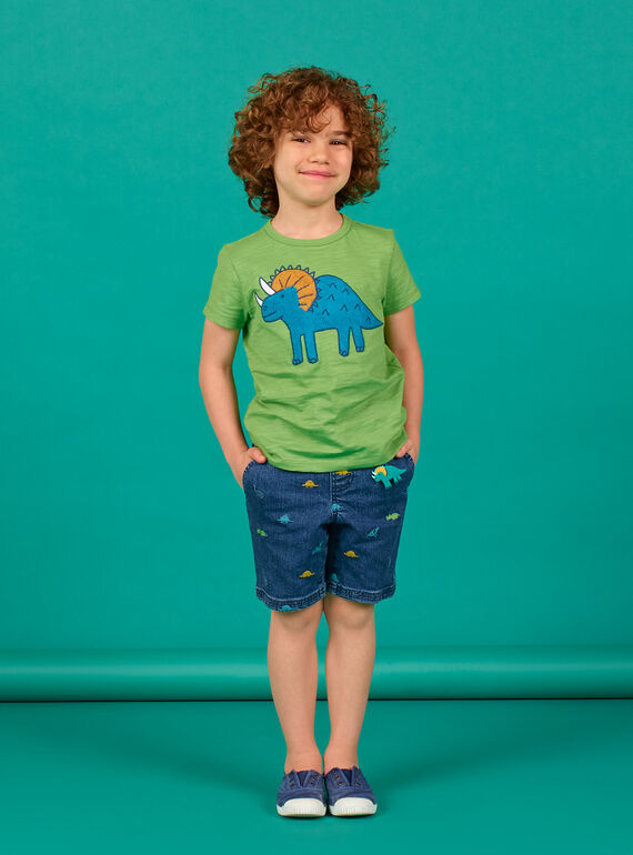 Bermudas vaqueras de color azul, con estampado de dinosaurios, para niño LOVERBER2 / 21S902Q1BERP274