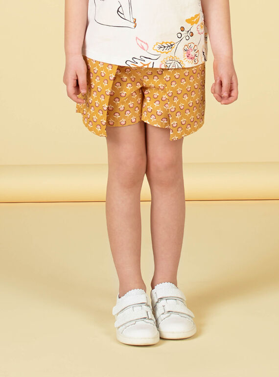 Short con estampado floral de color amarillo y rosa, para niña LAPOESHORT / 21S901Y1SHO107