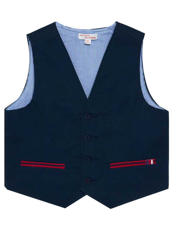 Chaleco de traje liso de color azul marino con bolsillos en contraste para niño JOWEGIL / 20S90291GSM705