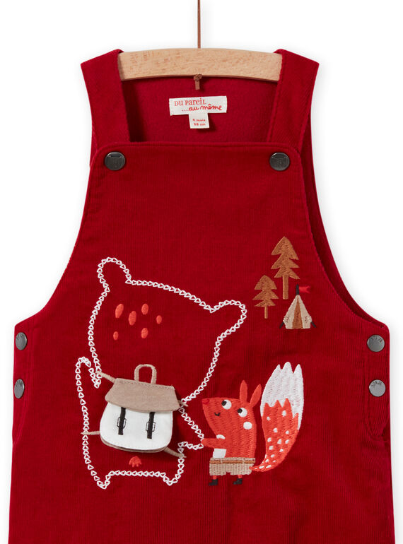 Peto rojo de pana con estampado de fantasía para bebé niño MUFUNSAL1 / 21WG10M2SAL510