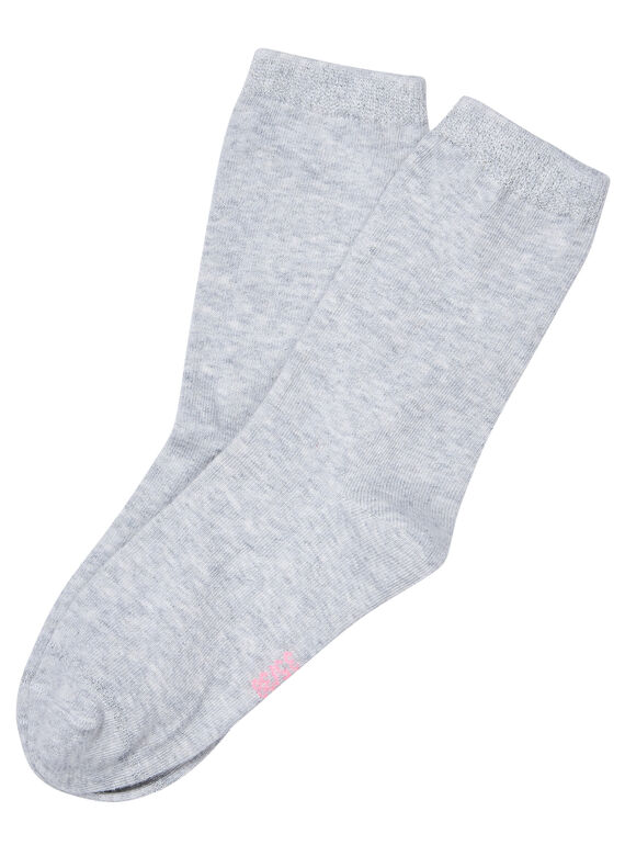 Calcetines de color gris claro con reborde de lúrex para niña JYAESCHO4 / 20SI0161SOQ943
