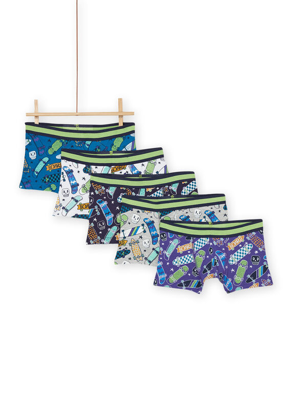 Pack de 5 bóxers con estampado de skate PEGOBOXSEM2 / 22WH1241BOXC210