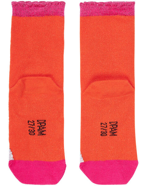 Calcetines de color naranja con estampado mono y detalles de lúrex para niña : comprar - | DPAM