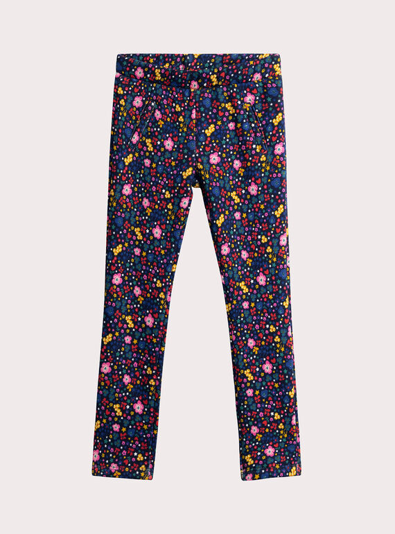 Pantalón legging forrado caliente con estampado floral para niña  VAROPANT1 / 24W901P1PAN070