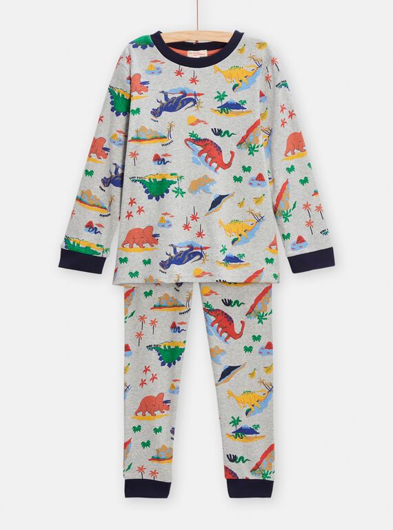 Pijama gris con estampado de dinosaurios para niño TEGOPYJAOP / 24SH124CPYJJ922