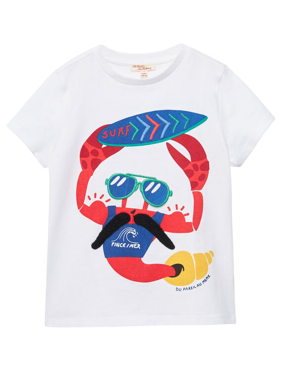 Camiseta de manga corta de color blanco con estampado de langosta para niño JOCEATI4 / 20S902N3TMC000