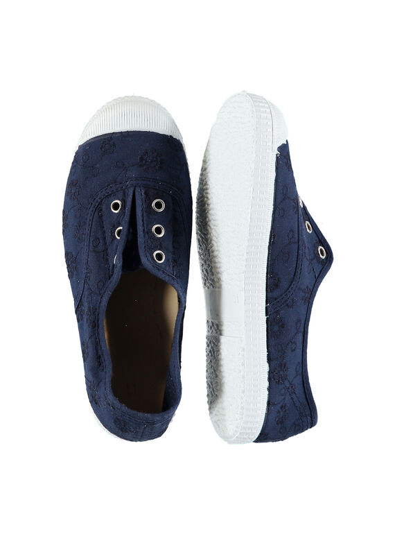 Tenis de lona bordada para niña FFTENBROD4 / 19SK35B8D16070