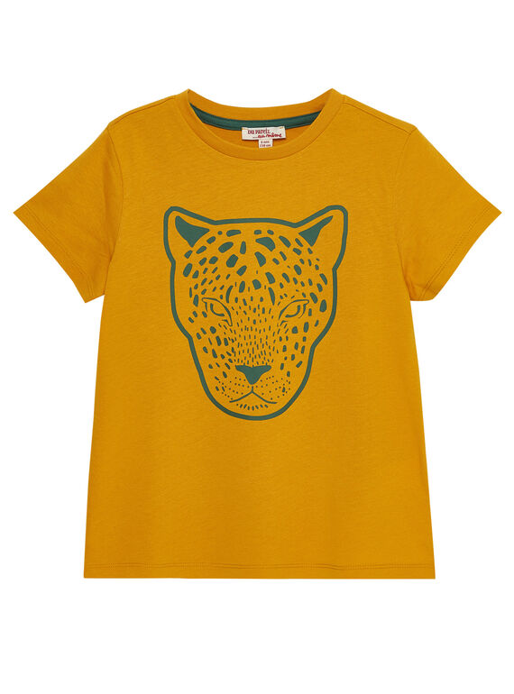 Camiseta de manga corta de color amarillo con estampado de pantera para niño JODUTI3 / 20S902O4TMC109