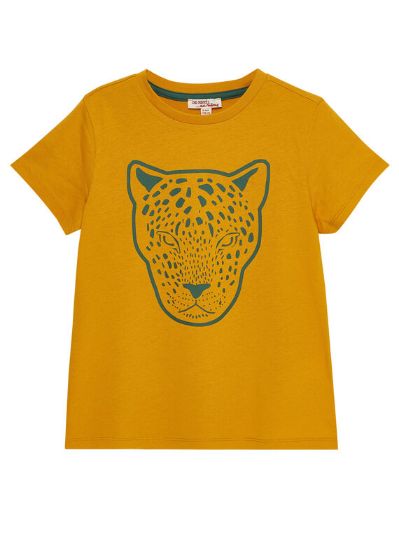 Camiseta de manga corta de color amarillo con estampado de pantera para niño JODUTI3 / 20S902O4TMC109