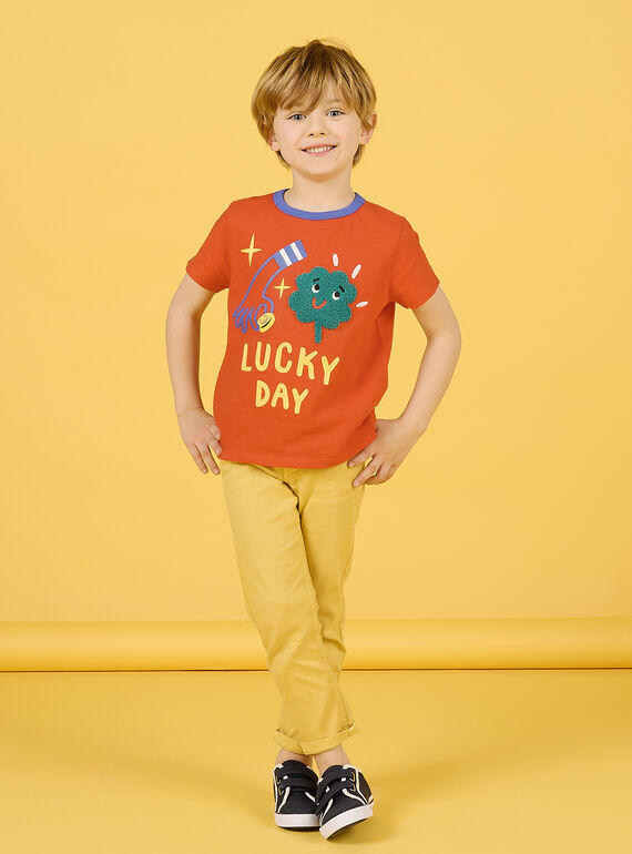 Camiseta rojo anaranjado con estampado niño : comprar online - Camisetas | DPAM