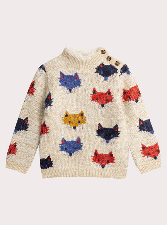 Jersey crudo chinado en jacquard con estampado de zorro para niño  VOROPUL / 24W902P1PUL008