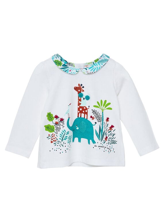 Camiseta de manga larga y cuello con estampado para bebé niña JICLOBRA / 20SG0911BRA001