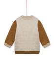 Cárdigan beige jaspeado y marrón con estampado de tigre para bebé niño MUKAGIL / 21WG10I1GIL604