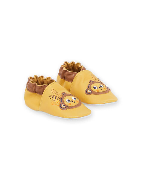 Patucos de piel de color amarillo con parche de mono RUCHOSMONK / 23KK3843D3S010