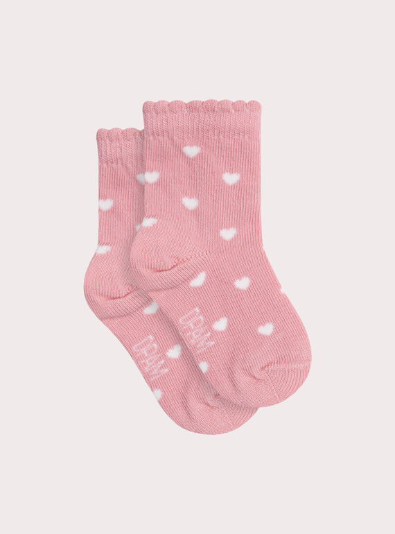 Calcetines morados con corazones para bebé niña XYIJOCOEUR1 / 25WI09E2SOQD317