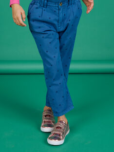 Pantalón paperbag twill azul con estampado de fantasía para niña NAGAPANT / 22S901O1PANC220