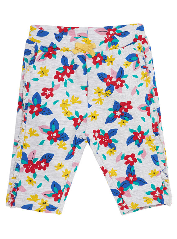Pantalón de chándal de color gris jaspeado con estampado para bebé niña JITROBAJOG / 20SG09F1JGBJ920
