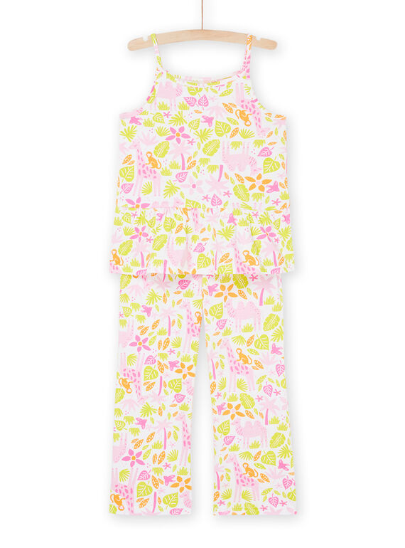 Camiseta de tirantes y pantalones de color blanco con estampado floral REFAPYJLON / 23SH11HAPYJ000