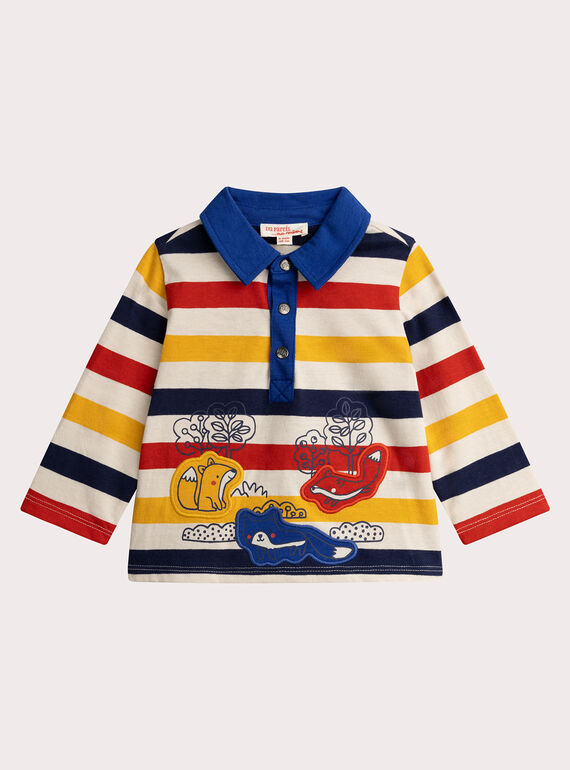 Polo de rayas con animación de zorro para bebé  VUROPOL / 24WG10P1POL808
