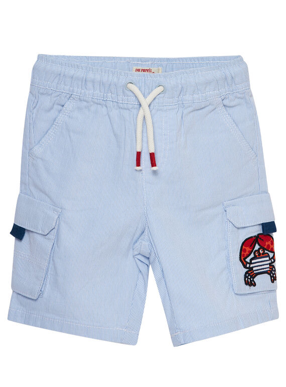Bermudas cargo elásticas de rayas de color azul para niño JOCEABER4 / 20S902N3BER219