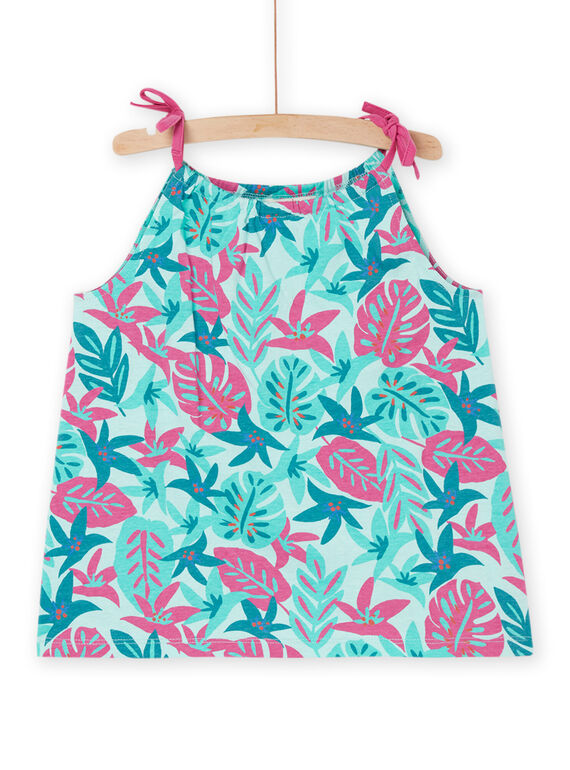 Camiseta de tirantes azul y rosa con estampado tropical RAJODEB2 / 23S901Z6TEEC215