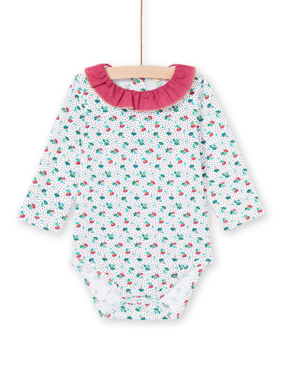 Body de manga larga con cuello avolantado y estampado floral para bebé niña MITUBOD / 21WG09K1BOD001
