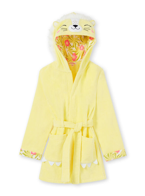 Albornoz con capucha de color amarillo y rosa para niña LEFAROBLEO / 21SH1151RDC116