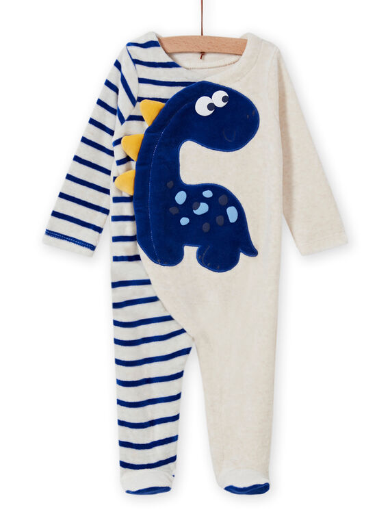 Pelele de color crudo jaspeado con estampado de dinosaurio para bebé niño MEGAGRENOS / 21WH1485GRE006