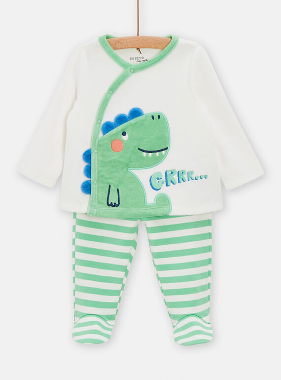 Pijama verde con dibujo de dinosaurio para bebé niño TEGAPYJDIN / 24SH1441PYJ632