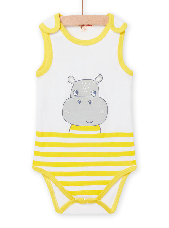 Body sin mangas de rayas amarillas con estampado de hipopótamo para bebé niño NEGABODHIP / 22SH14J4BDL000