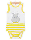 Body sin mangas de rayas amarillas con estampado de hipopótamo para bebé niño NEGABODHIP / 22SH14J4BDL000