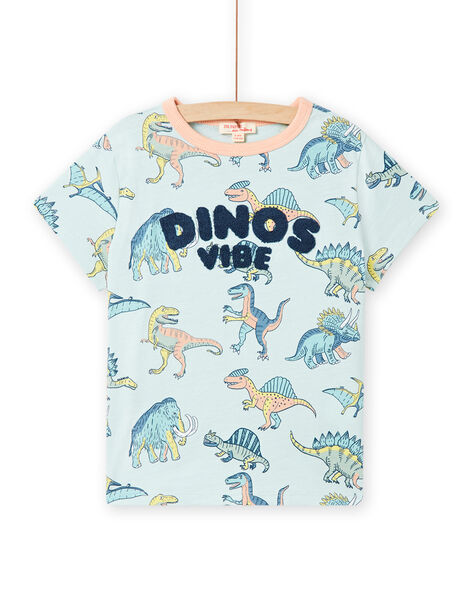 Camiseta de color verde pastel con estampado de dinosaurios para niño NOMOTI1 / 22S902N1TMCG632