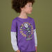 Camiseta de manga larga con estampado de esqueleto violeta