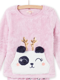 Pijama de color rosa con estampado de panda de soft boa para niña MEFAPYJKAN / 21WH1191PYJ326