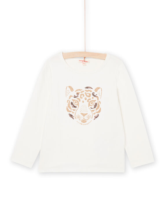 Camiseta blanca de manga larga con dibujo de tigre PAJOYTEE3 / 22W901D4TML001