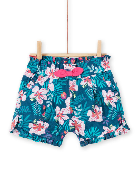 Short de color azul y rosa, con estampado floral, para bebé niña LIBONSHO / 21SG09W1SHO716