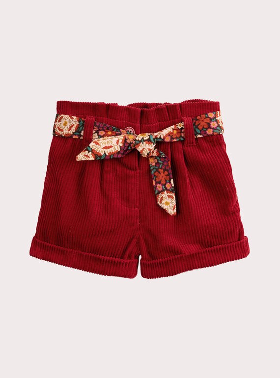 Pantalones cortos de terciopelo rojo para bebé niña VIKOSHO / 24WG0931SHO511