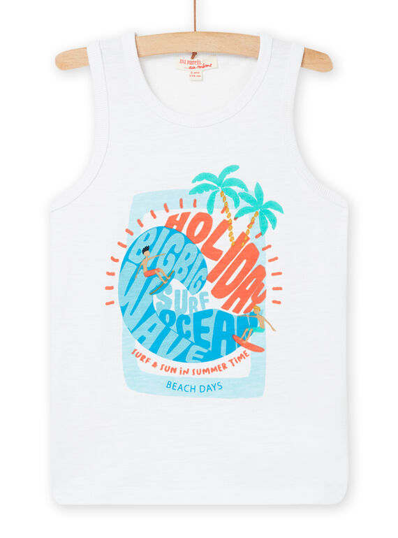 Camiseta de tirantes blanca con estampado de fantasía y texto para niño NOWADEB / 22S902V1DEB000