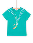 Camiseta de manga corta azul claro con estampado de surfista para niño NOWATI7 / 22S902V7TMCG621
