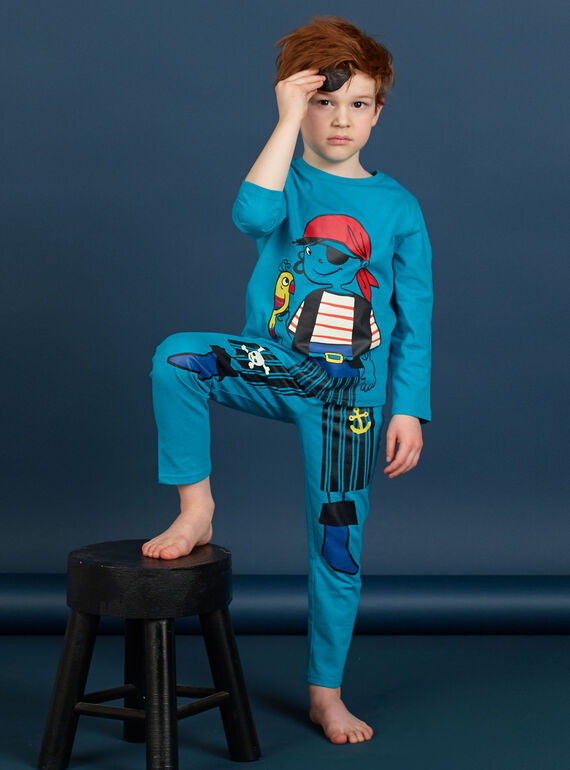Conjunto de pijama, con camiseta y leggings de color azul fluorescente para niño LEGOPYJMAN3 / 21SH12S3PYG209