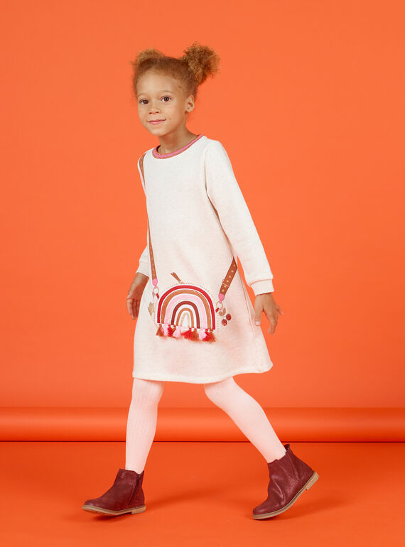 Vestido forrado crudo jaspeado con estampado de bolso para niña MACOMROB4 / 21W901L4ROB006