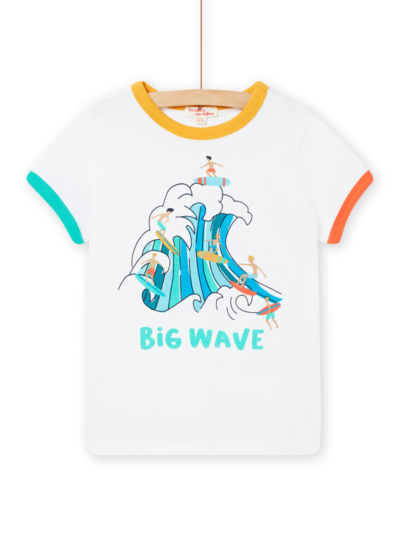 Camiseta de manga corta blanca con estampado de ola para niño NOWATI4 / 22S902V5TMC000