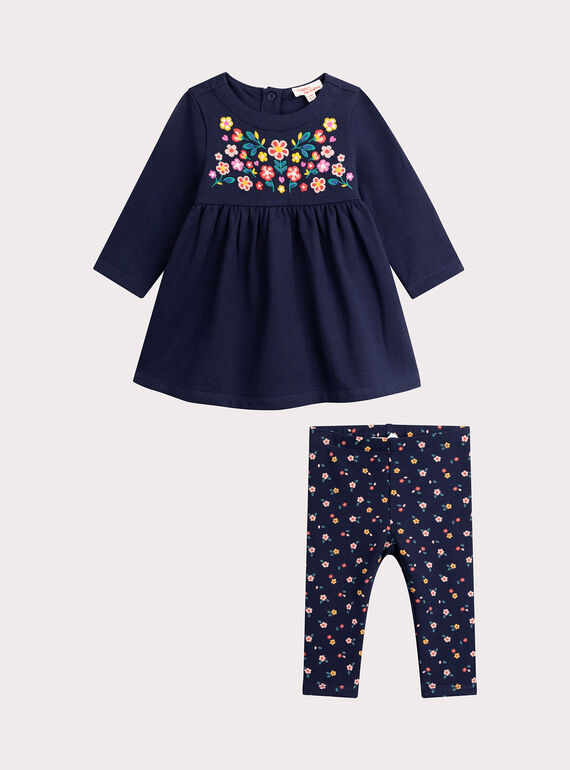 Conjunto de túnica y leggings azul medianoche para niña  VIROENS / 24WG09P1ENS070
