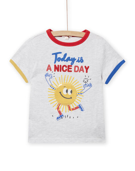 Camiseta de color gris jaspeado con estampado de sol para niño NOLUTI1 / 22S902P2TMCJ920