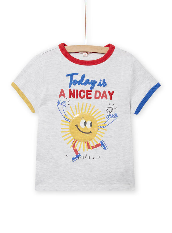 Camiseta de color gris jaspeado con estampado de sol para niño NOLUTI1 / 22S902P2TMCJ920